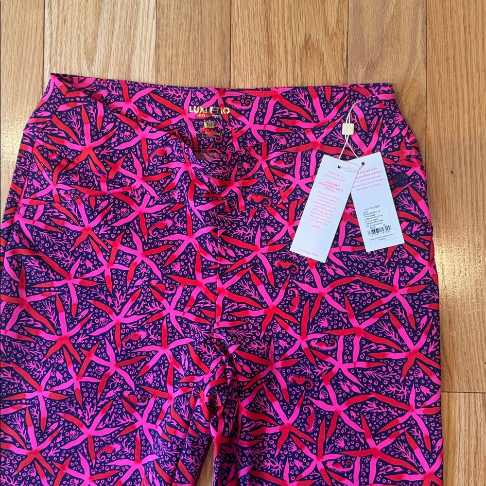Lilly Pulitzer Luxletic Pink and Purple Patterned Pants - Picture 2 of 6